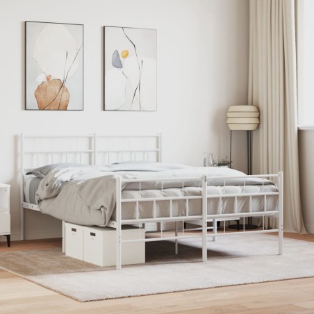 vidaXL Giroletto con Testiera e Pediera Metallo Bianco 120x200 cm