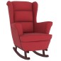 vidaXL Sedia a Dondolo con Gambe in Legno di Hevea Rosso Vino Velluto