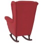 vidaXL Sedia a Dondolo con Gambe in Legno di Hevea Rosso Vino Velluto