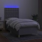 vidaXL Letto a Molle Materasso e LED Grigio Chiaro 100x200 cm Tessuto vidaXL Letto a Molle Materasso e LED Grigio Chiaro 100x200 cm Tessuto