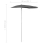 Ombrellone Semicircolare con Palo 180x90 cm Antracite Ombrellone Semicircolare con Palo 180x90 cm Antracite