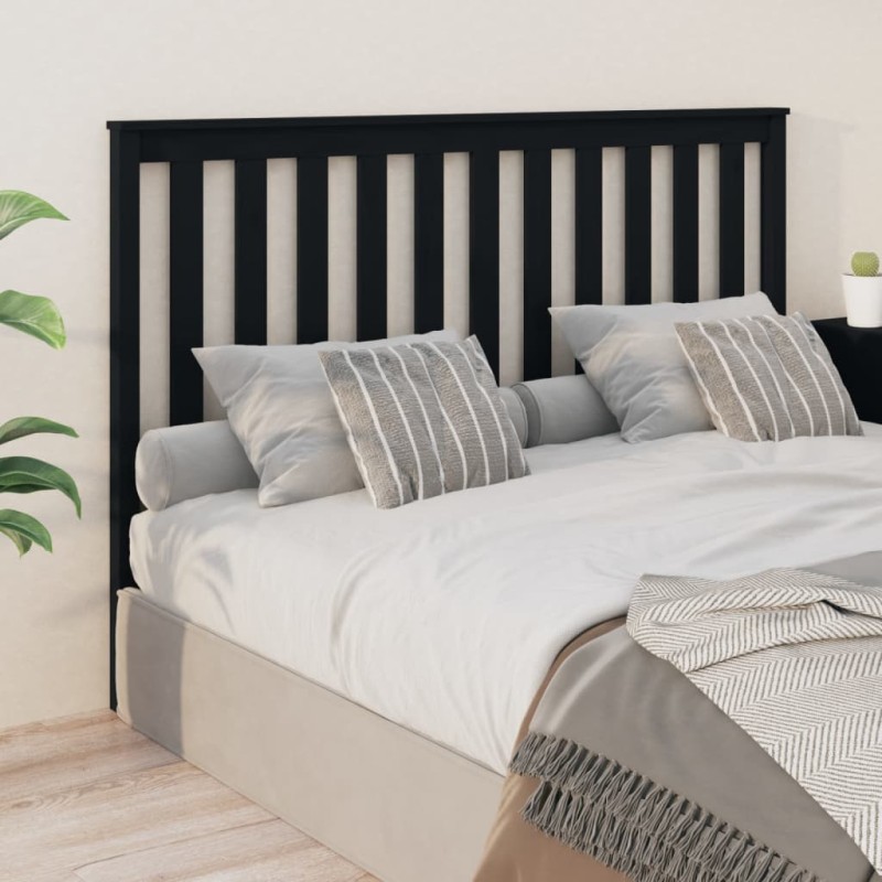 Testiera per Letto Nera 166x6x101 cm in Legno Massello di Pino Testiera per Letto Nera 166x6x101 cm in Legno Massello di Pino