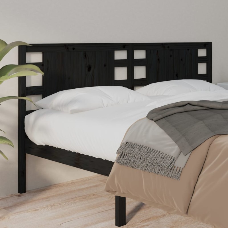 Testiera per Letto Nera 126x4x100 cm in Legno Massello di Pino Testiera per Letto Nera 126x4x100 cm in Legno Massello di Pino