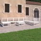 vidaXL Set Divani da Giardino 9 pz Bianchi in Legno Massello di Pino vidaXL Set Divani da Giardino 9 pz Bianchi in Legno Massello di Pino