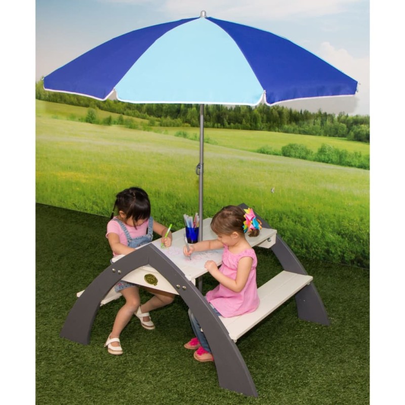 AXI Tavolo da Picnic per Bambini Kylo con Ombrellone XL Bianco Grigio AXI Tavolo da Picnic per Bambini Kylo con Ombrellone XL Bianco Grigio