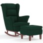 vidaXL Poltrona Dondolo Gambe Legno e Poggiapiedi Verde Scuro Velluto vidaXL Poltrona Dondolo Gambe Legno e Poggiapiedi Verde Scuro Velluto