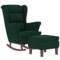 vidaXL Poltrona Dondolo Gambe Legno e Poggiapiedi Verde Scuro Velluto vidaXL Poltrona Dondolo Gambe Legno e Poggiapiedi Verde Scuro Velluto