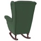 vidaXL Poltrona Dondolo Gambe Legno e Poggiapiedi Verde Scuro Velluto vidaXL Poltrona Dondolo Gambe Legno e Poggiapiedi Verde Scuro Velluto