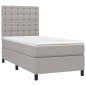 vidaXL Letto a Molle Materasso e LED Grigio Chiaro 100x200 cm Tessuto vidaXL Letto a Molle Materasso e LED Grigio Chiaro 100x200 cm Tessuto
