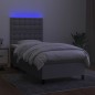 vidaXL Letto a Molle Materasso e LED Grigio Chiaro 100x200 cm Tessuto vidaXL Letto a Molle Materasso e LED Grigio Chiaro 100x200 cm Tessuto