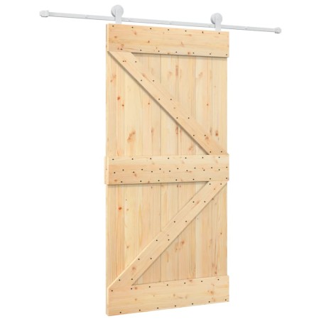 vidaXL Porta Scorrevole con Set Hardware 100x210cm Legno Massello Pino