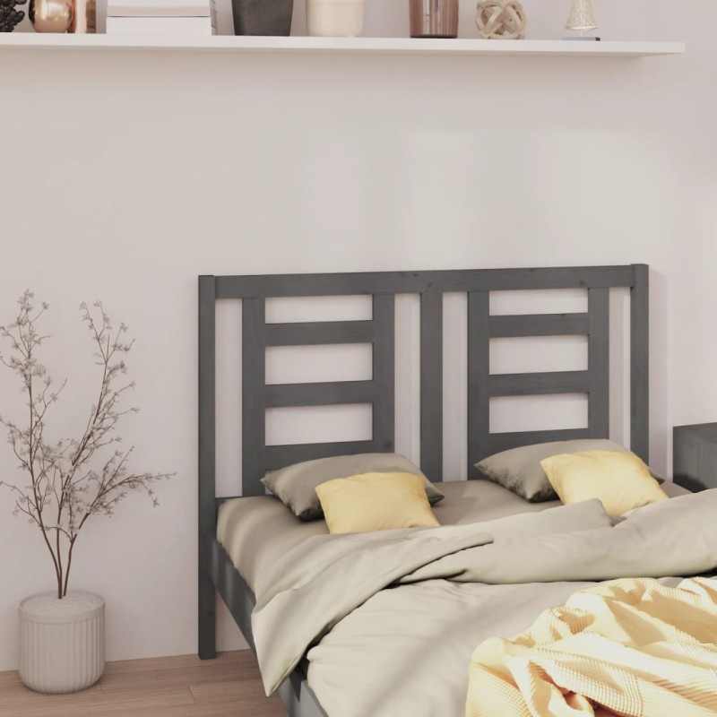 Testiera per Letto Grigia 146x4x100cm in Legno Massello di Pino Testiera per Letto Grigia 146x4x100cm in Legno Massello di Pino