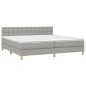 vidaXL Letto a Molle Materasso e LED Grigio Chiaro 200x200 cm Tessuto