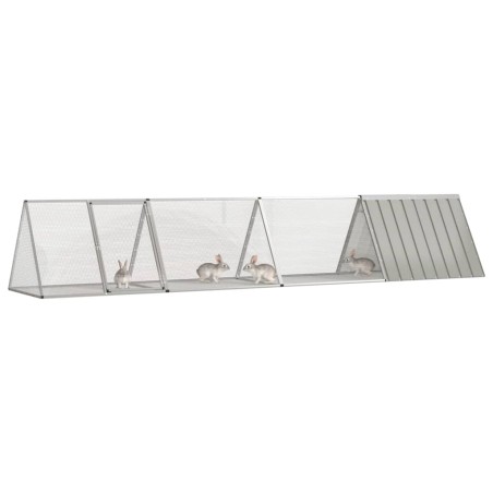 Gabbia per Conigli grigio 403,5x80,5x71 cm Acciaio Zincato