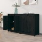 Credenze 2 pz Nero 70x35x80 cm in Legno Massello di Pino Credenze 2 pz Nero 70x35x80 cm in Legno Massello di Pino