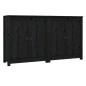 Credenze 2 pz Nero 70x35x80 cm in Legno Massello di Pino Credenze 2 pz Nero 70x35x80 cm in Legno Massello di Pino
