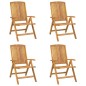 vidaXL Sedie da Giardino Reclinabili 4 pz in Legno Massello di Teak