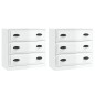 Credenze 2 pz Bianco Lucido in Legno Multistrato Credenze 2 pz Bianco Lucido in Legno Multistrato