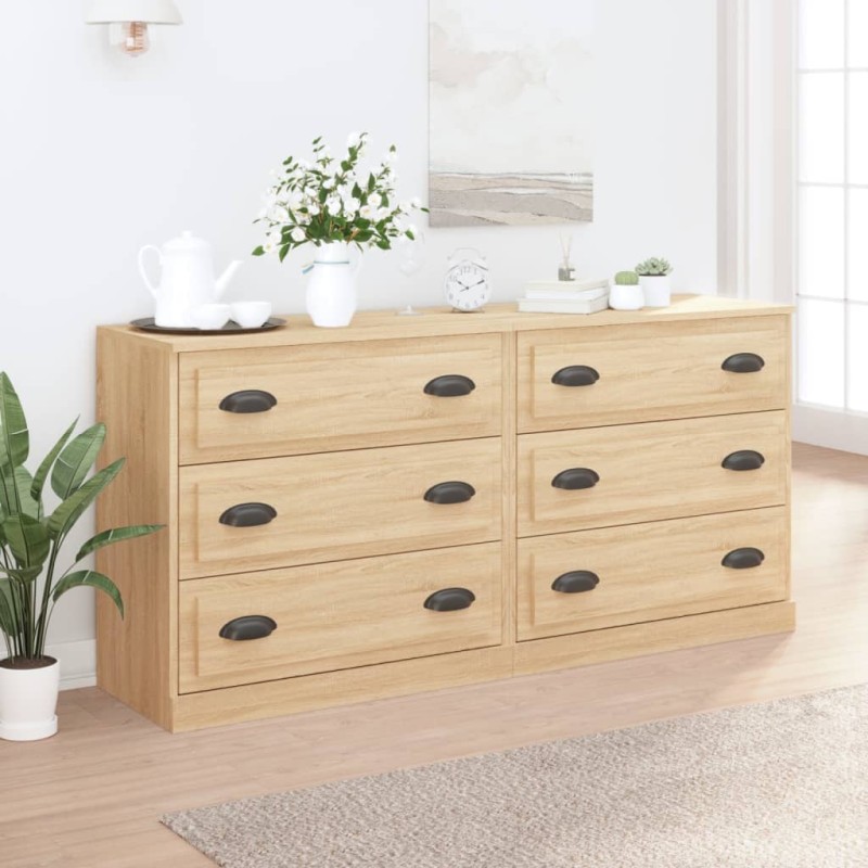 Credenze 2 pz Rovere Sonoma in Legno Multistrato Credenze 2 pz Rovere Sonoma in Legno Multistrato