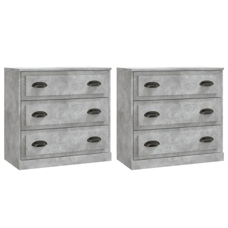 Credenze 2 pz Grigio Cemento in Legno Multistrato