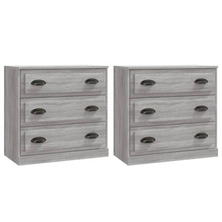 Credenze 2 pz Grigio Sonoma in Legno Multistrato