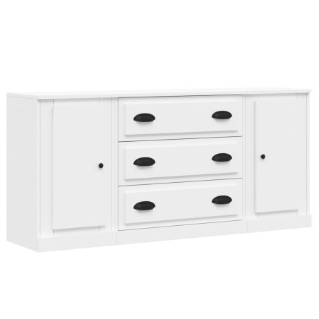 Credenze 3 pz Bianco in Legno Multistrato
