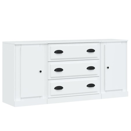 Credenze 3 pz Bianco Lucido in Legno Multistrato