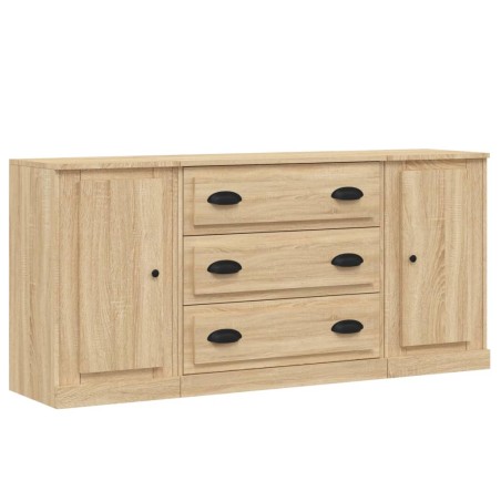 Credenze 3 pz Rovere Sonoma in Legno Multistrato