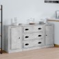 vidaXL Credenze 3 pz Grigio Cemento in Legno Multistrato vidaXL Credenze 3 pz Grigio Cemento in Legno Multistrato