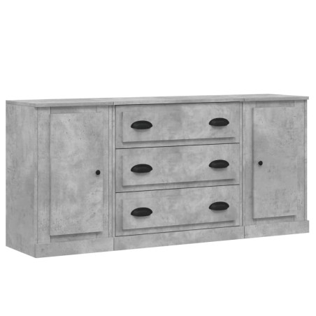vidaXL Credenze 3 pz Grigio Cemento in Legno Multistrato