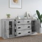 vidaXL Credenze 3 pz Grigio Cemento in Legno Multistrato vidaXL Credenze 3 pz Grigio Cemento in Legno Multistrato
