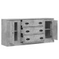 vidaXL Credenze 3 pz Grigio Cemento in Legno Multistrato vidaXL Credenze 3 pz Grigio Cemento in Legno Multistrato