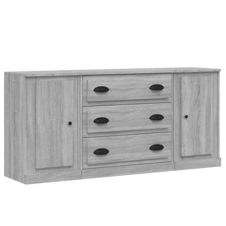 Credenze 3 pz Grigio Sonoma in Legno Multistrato