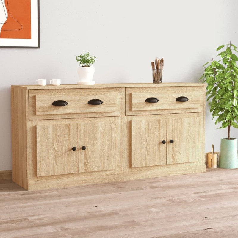 Credenze 2 pz Rovere Sonoma in Legno Multistrato Credenze 2 pz Rovere Sonoma in Legno Multistrato