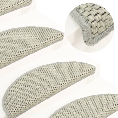 vidaXL Tappeti Autoadesivi Scale Aspetto Sisal 15 pz 56x17x3cm Grigi