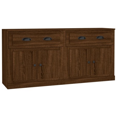 Credenze 2 pz Rovere Marrone in Legno Multistrato