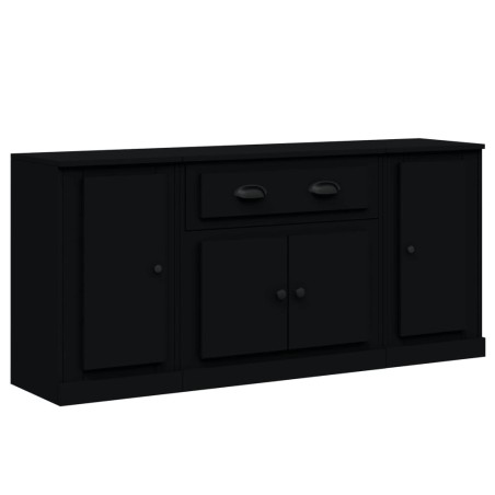 Credenze 3 pz Nere in Legno Multistrato