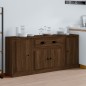 Credenze 3 pz Rovere Marrone in Legno Multistrato