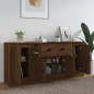 Credenze 3 pz Rovere Marrone in Legno Multistrato