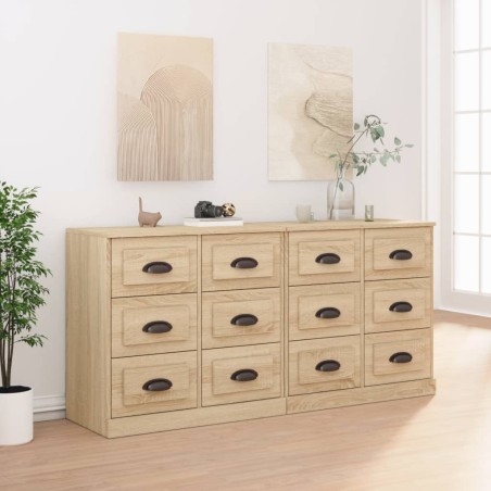 Credenze 2 pz Rovere Sonoma in Legno Multistrato