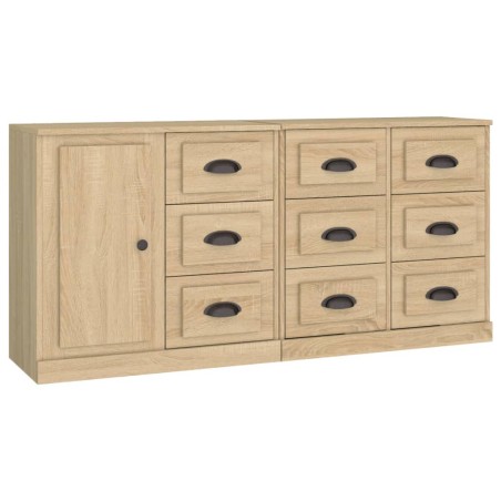 Credenze 3 pz Rovere Sonoma in Legno Multistrato