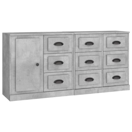 Credenze 3 pz Grigio Cemento in Legno Multistrato
