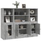 Credenze 3 pz Grigio Cemento in Legno Multistrato Credenze 3 pz Grigio Cemento in Legno Multistrato