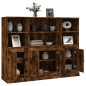 Credenze 3 pz Rovere Fumo in Legno Multistrato Credenze 3 pz Rovere Fumo in Legno Multistrato