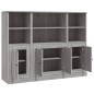 Credenze 3 pz Grigio Sonoma in Legno Multistrato Credenze 3 pz Grigio Sonoma in Legno Multistrato