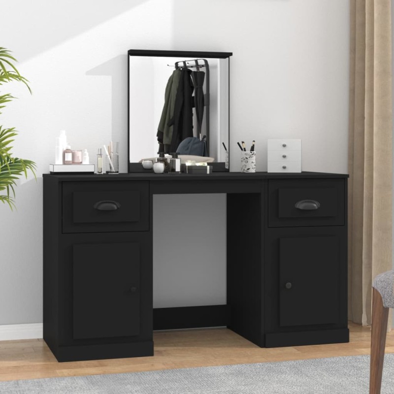 Toeletta con Specchio Nero 130x50x132,5 cm Toeletta con Specchio Nero 130x50x132,5 cm