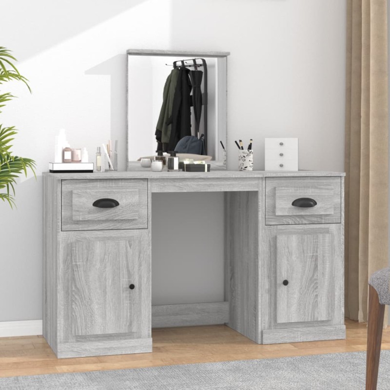 Toeletta con Specchio Grigio Sonoma 130x50x132,5 cm Toeletta con Specchio Grigio Sonoma 130x50x132,5 cm