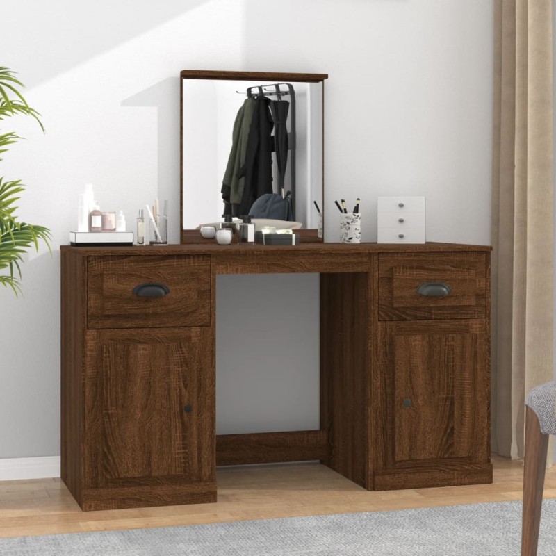 Toeletta con Specchio Rovere Marrone 130x50x132,5 cm Toeletta con Specchio Rovere Marrone 130x50x132,5 cm