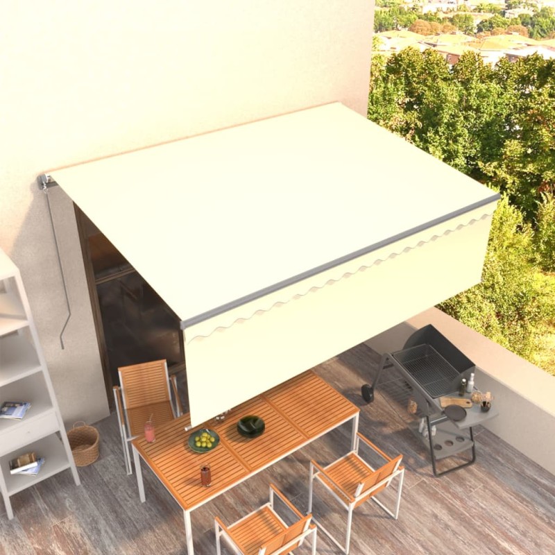 Tenda da Sole Retrattile Manuale con Parasole 4x3m Crema Tenda da Sole Retrattile Manuale con Parasole 4x3m Crema