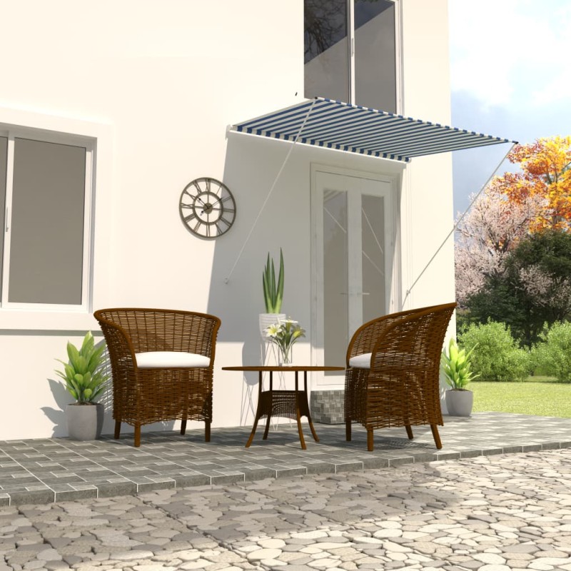 Tenda da Sole Retrattile 200x150 cm Blu e Bianco Tenda da Sole Retrattile 200x150 cm Blu e Bianco